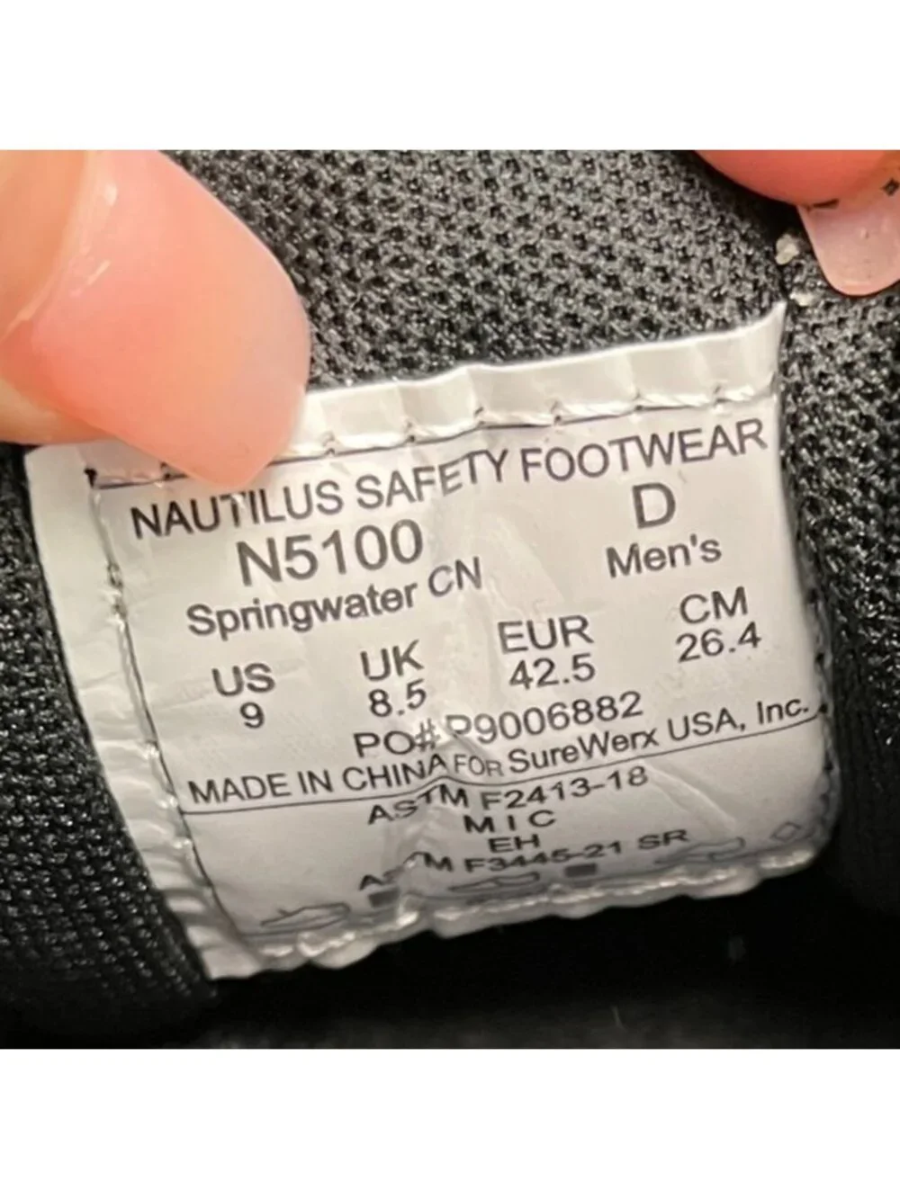 Nautilus Springwater Mens Size 9 Black Gray Carbon Toe Safety Working Shoes
